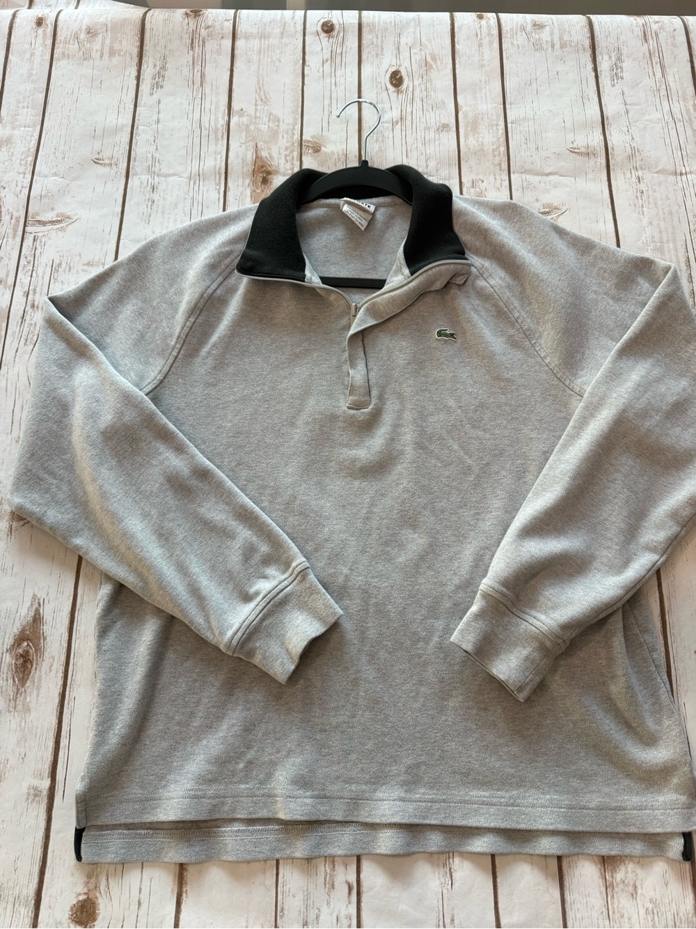 Men’s Lacoste Sweatshirt 5(Large) Qtr Zip Mock Neck Ribbed Cuff